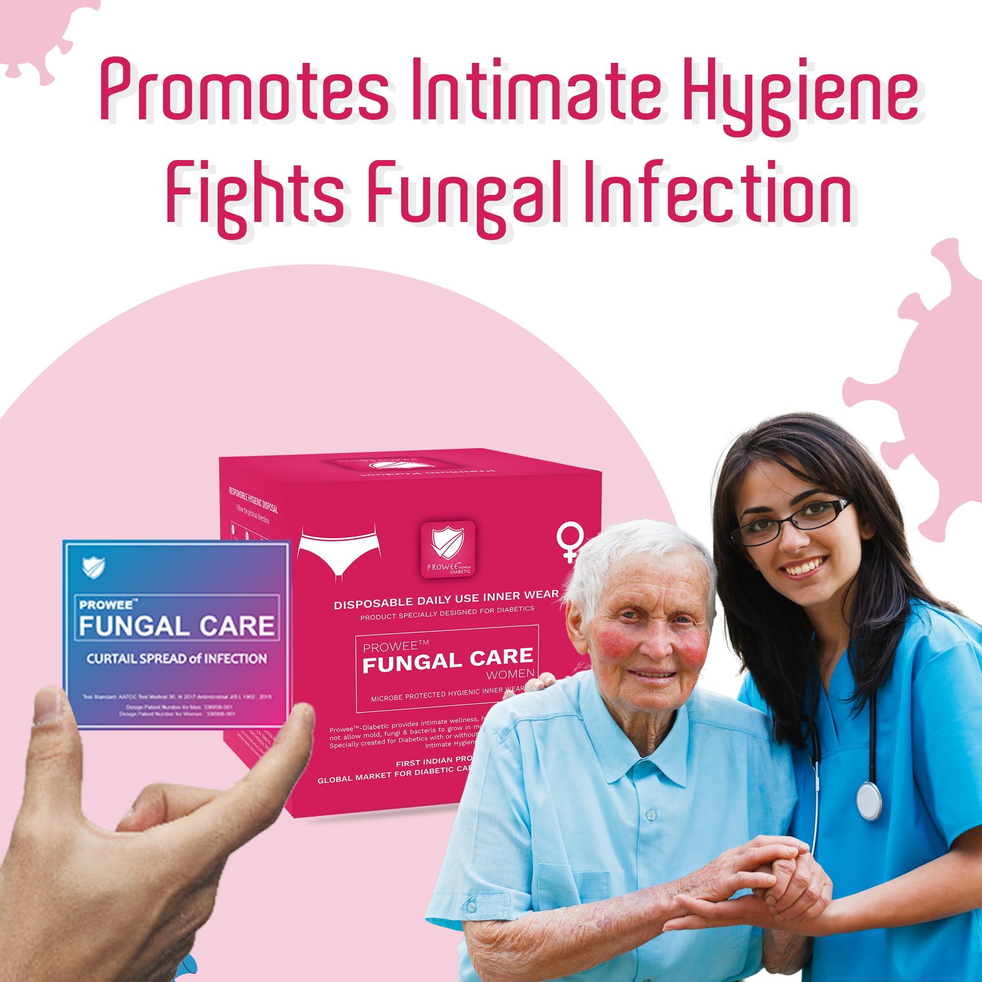 PROWEE PROWEE FUNGAL Care Women\'s Disposable Panty | Ideal for Urine Infections, Skin Infections, and Rashes in The Inner Thighs During Monsoon, Humidity & Hot Temperature for Regular Use (Pack of 5) (S)