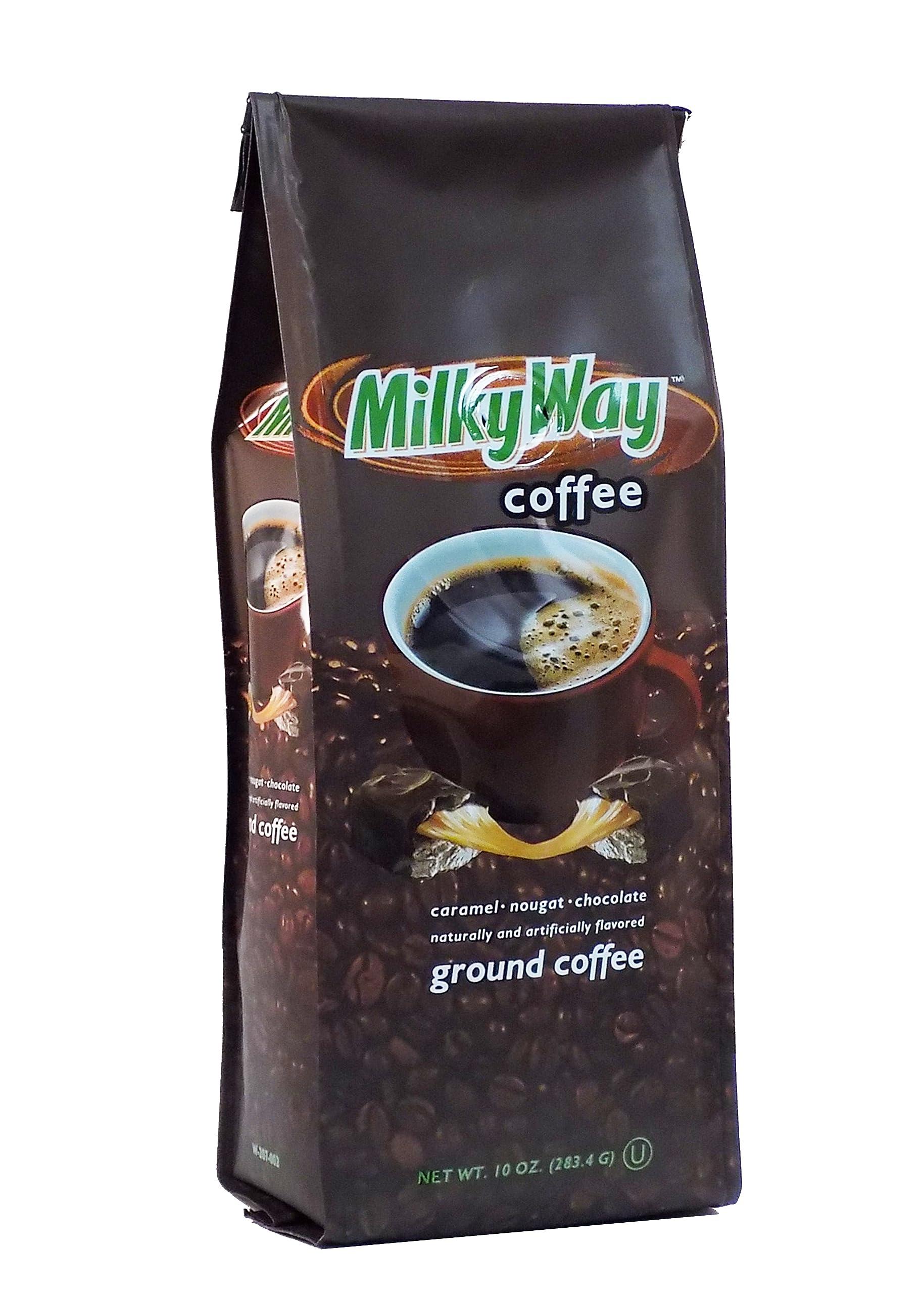 White Coffee Milky Way Flavored Medium Roast Caramel | Nougat | Chocolate Ground Coffee 10oz, 283.4g