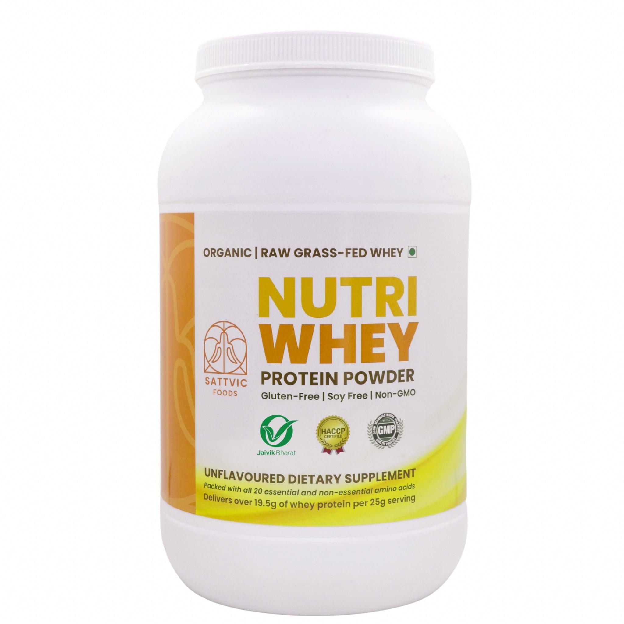 Sattvic Foods Sattvic Foods A2 Whey Concentrate 80% Protein Powder (1 kg) | Certified Organic, Unflavoured Grass-Fed, Non-GMO, Performance Grade Protein Powder | 19.5 g Protein per Serving