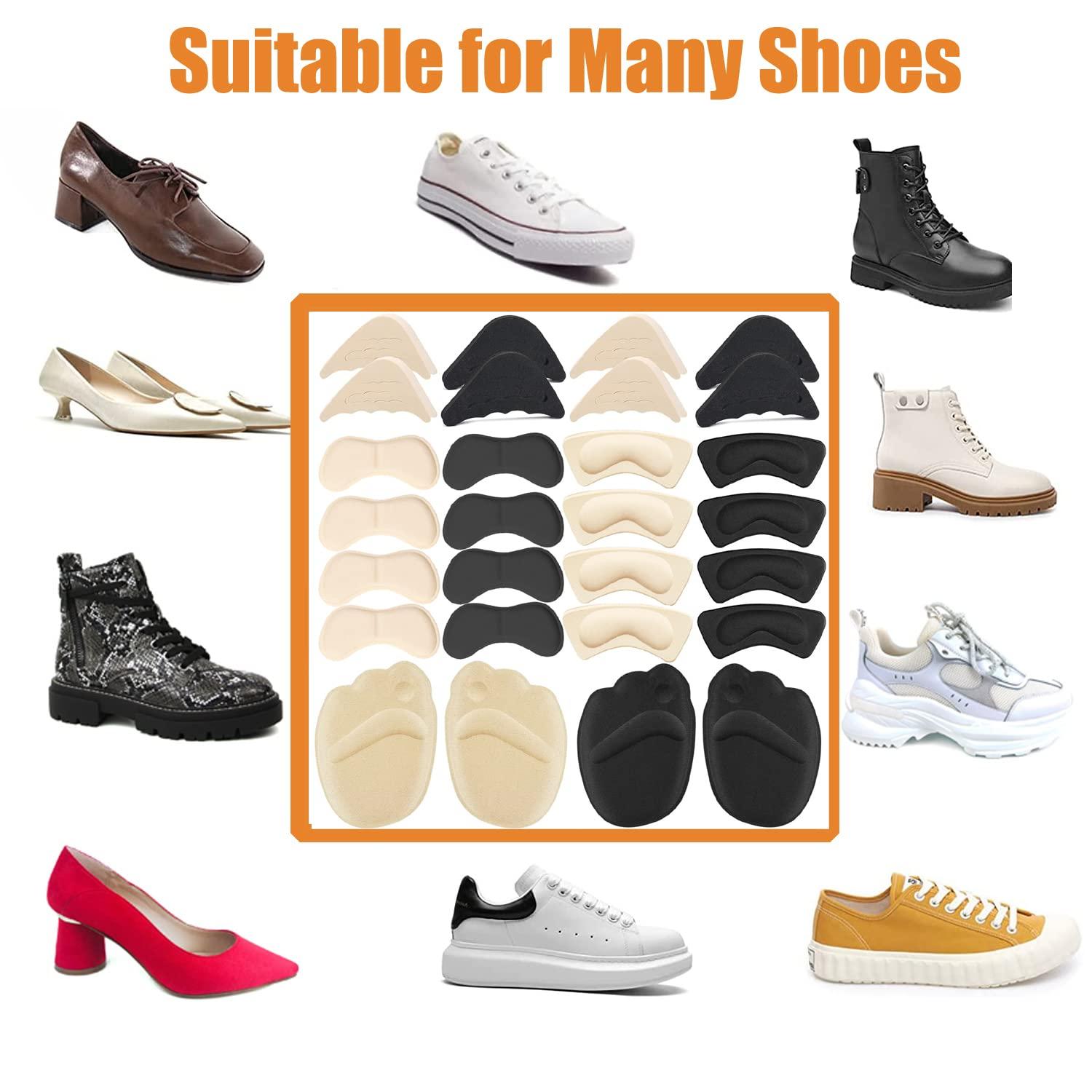 LHHXX33 16 Pairs Shoe Filler Heel Inserts for Women , Shoes Too Big Inserts Heel Pads, Shoe Inserts for Women Includes Heel Cushions for Back of Heel Adjustable Toe Filler Inserts Heel Grips