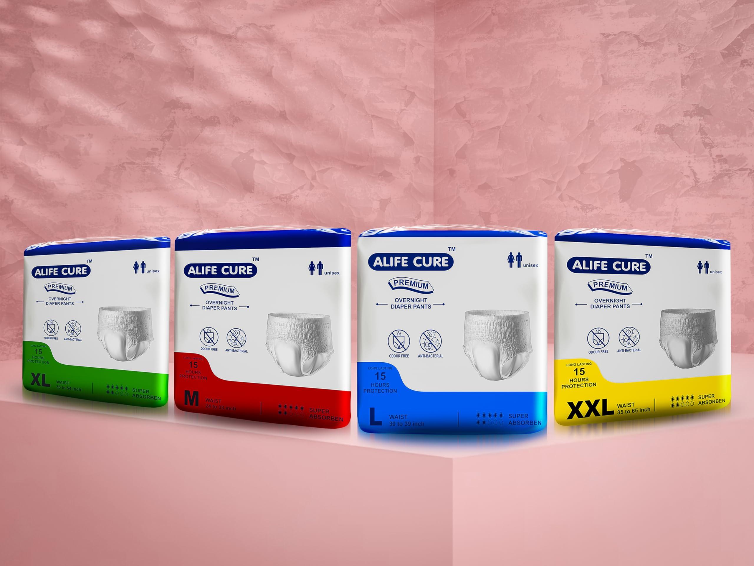 ALIFE CURE ALIFE CURE Unisex Overnight Premium Adult Diapers Pant Style 10 Pcs Non-woven Cottony Soft Fabric with High Absorbency