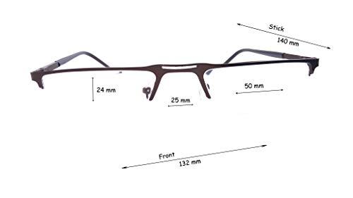 N Specs N Specs near reading glasses +2.25 power rectangle square brown colour metal half frame with unbreakable fiber glasses