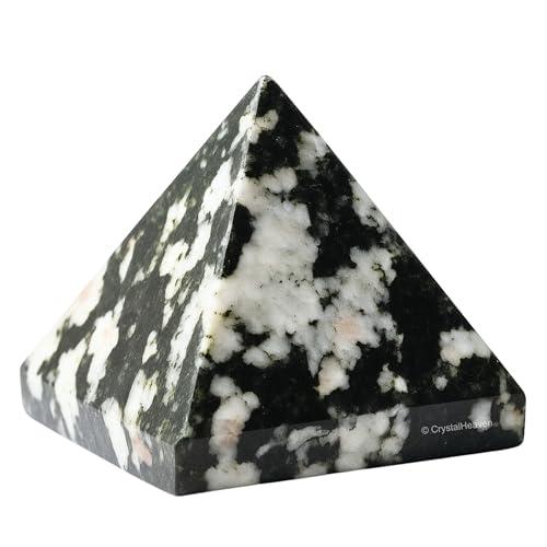 Crystal Heaven Certified Black and white Tourmaline Pyramid - 1\" Inch Crystal Pyramid for Positive Energy, Vastu, Reiki and Chakra Healing