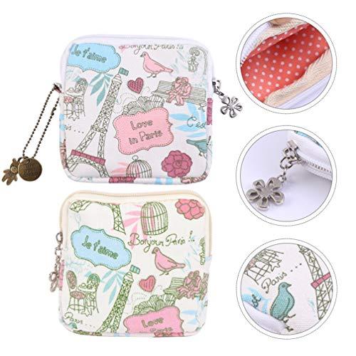 Artibetter ARTIBETTER 2pcs Menstrual Pad Napkins Bag Pouch Nursing Pad Holder Sanitary Napkin Bag Small Zipper Pouch Coin Purse for Women and Girls (Random Pattern)