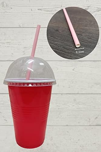 Wiies Straw 6mm Pack of 150 Pcs Paper Straw 7.8 inch Ecofriendly Straws Pink Leakproof Straw for Drinking Juice Party Straw Pack Paper Straws for Drinking Juice Coffee Milkshake Disposable Paper Straw