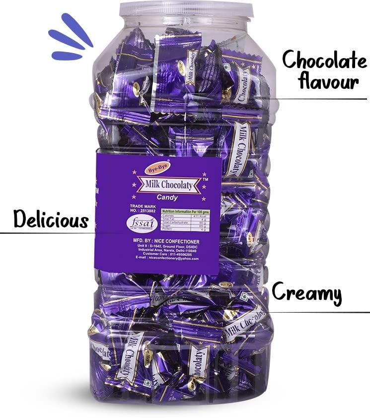 Bye-Bye Bye-Bye Milk Chocolaty Candy 600gm X 3 Jar Toffee Candies for Kids Pack of 3