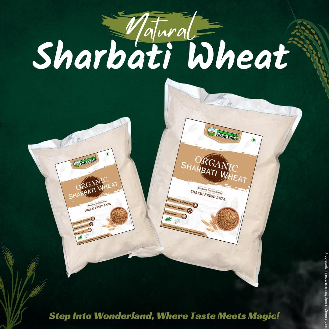 WONDERLAND FRESH FOOD M P Sharbati Wheat Flour | atta chakki fresh atta | Stone ground chakki atta (1 Kg)