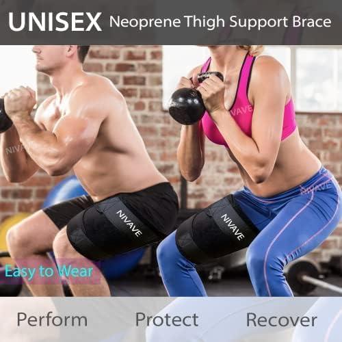Nivave Nivave Thigh Compression Adjustable Neoprene Sleeve Support Brace for Pain Relief - Hamstring Quad Wrap (Thigh Compression, One Size)