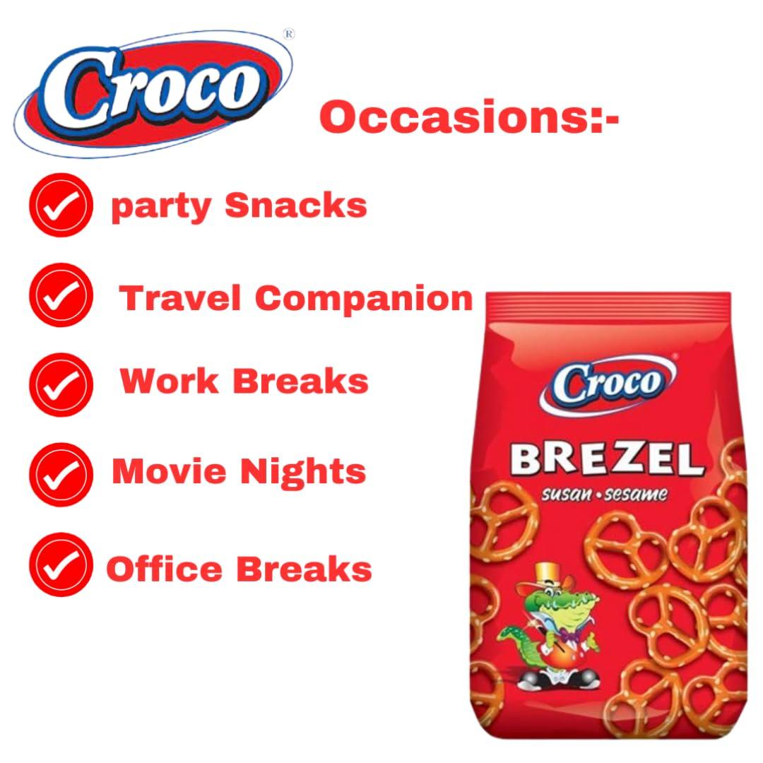 Croco Croco Snacks Brezel with Sesame Seeds, 80 g