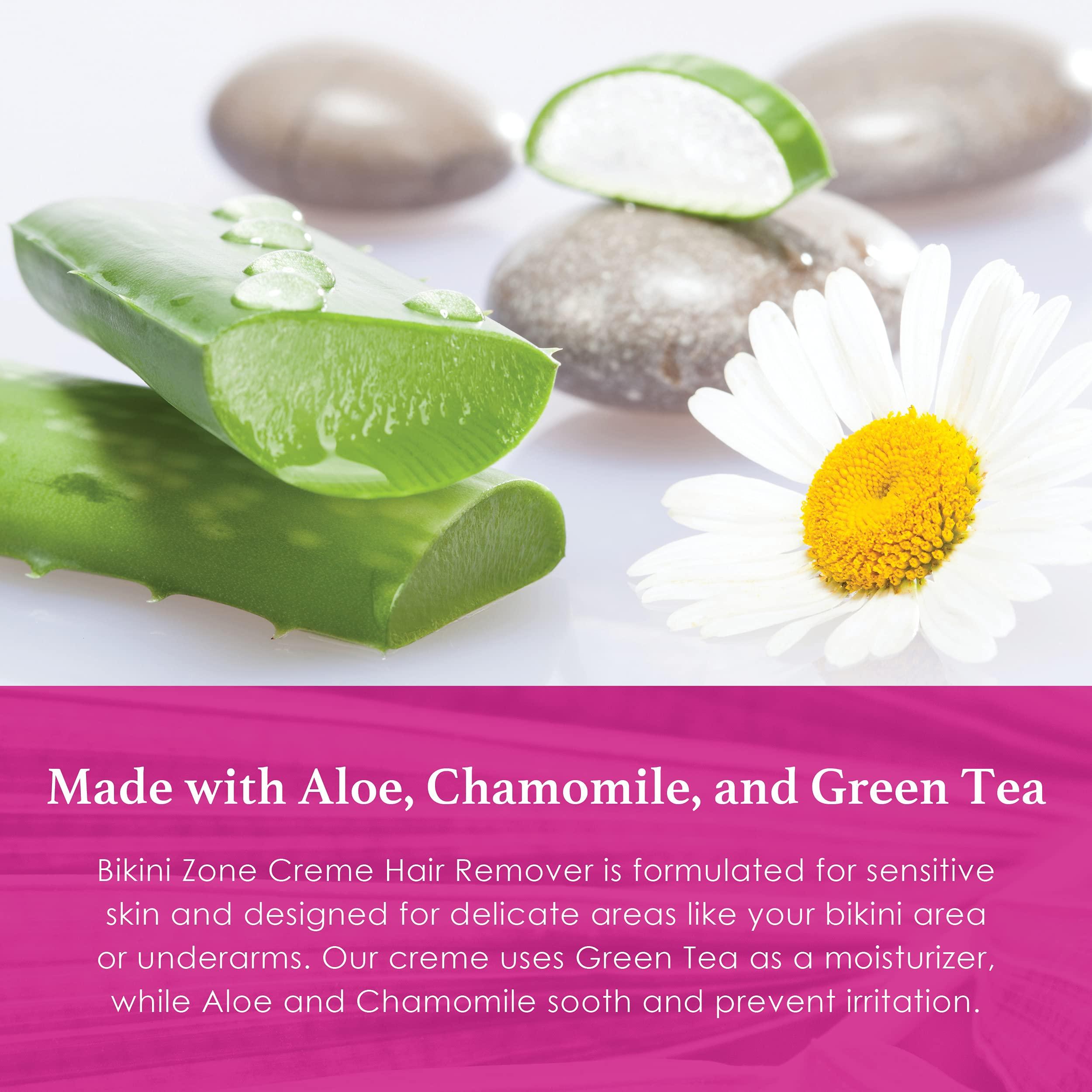 Bikini Zone Bikini Zone Crme Hair Remover Instant Hair Removal in Minutes Good for Sensitive Skin & Delicate Areas Lasts Longer than Shaving Pain Free with Aloe, Chamomile