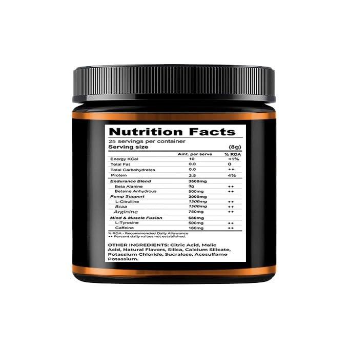 Muscle Asylum Muscle Asylum F9 Pre-Workout - 25 Servings, 200gm (Orange Flavor) | Boosts Energy & Endurance | Improves Focus