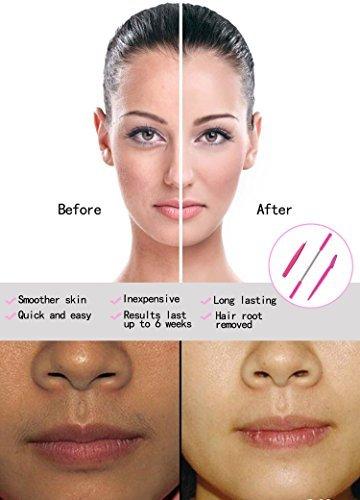 Kapmore Kapmore Facial Hair Remover Facial Threading Tool Set Removing Hairs On The Upper Lip, Chin, Cheeks, Sideburns Including Hair Epilator Wand, Beauty Tweezers,Eyebrow Shaping Razor Rose Pink