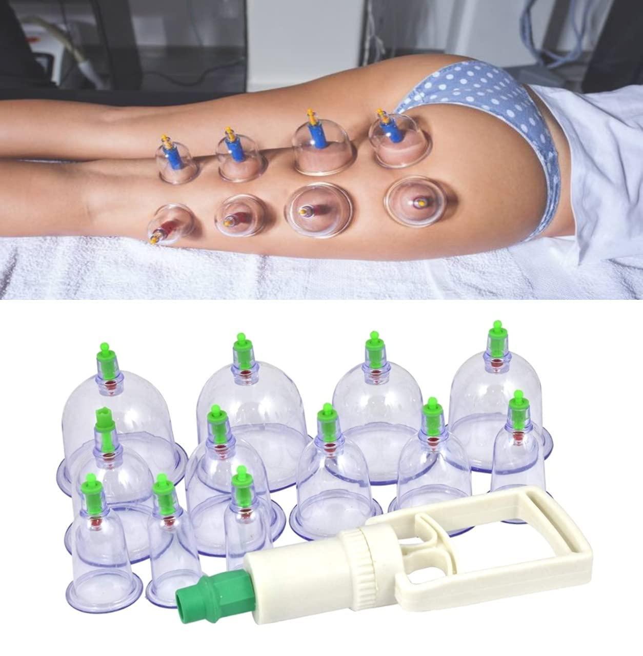 Generic Kayara HIJAMA CUPPING KIT SET 12 PCS Vacuum Cupping Set Health Care Vacuum Cupping Portable Body Relaxation Massage Therapy Kit Cupping Cups