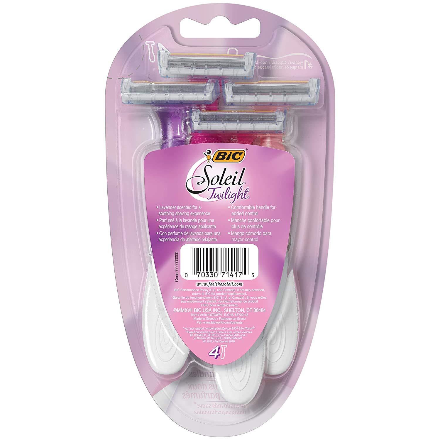BIC Bic Soleil Twilight, Triple Blade Disposable Shavers for Women 4 ea (Pack of 3)