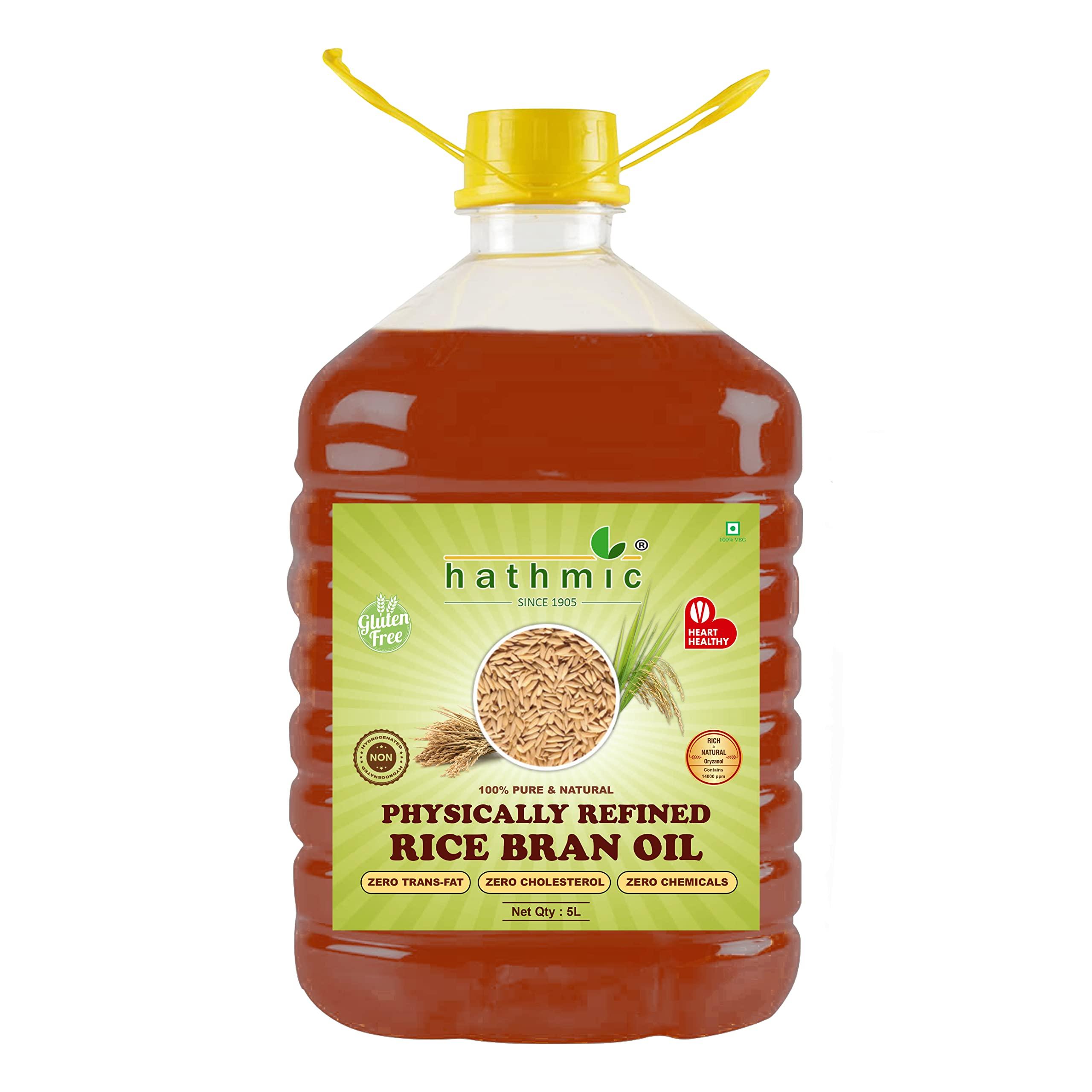 hathmic Hathmic 100% Pure Physically Refined Rice Bran Oil , 5L