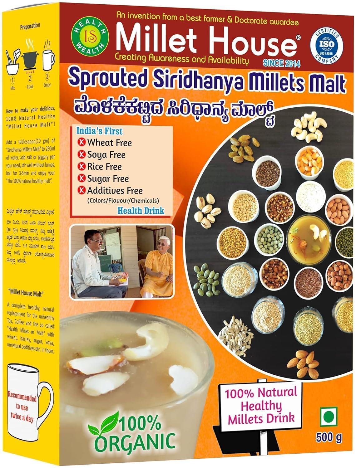 Millet House Millet House Malt-100% Healthy Natural Millets Drink(500gm) - Wheat Free, SOYA Free, White Rice Free, Barley Free, No Added Sugar, No Chemicals ~30 Natural Ingredients(Sprouted Siridhanya Millets...)