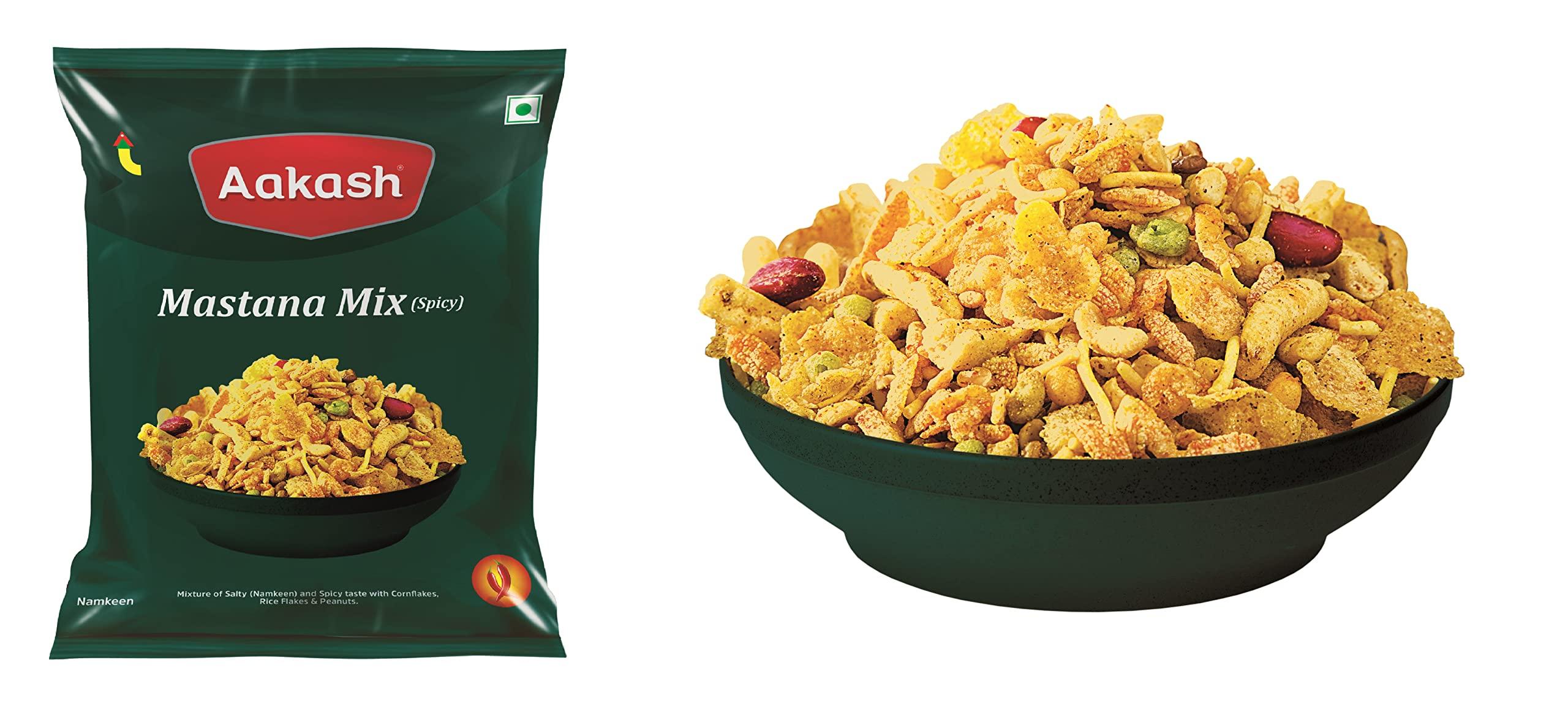 Aakash Namkeen Aakash Special Mixture Combo Pack | Khatta Mitha, Mumbai Mix, Lajawab Mix, Mastana Mix | Mixture Namkeen Tangy Sweet & Sour Crispy Namkeen | (Pack of 4), 150 Gm Each