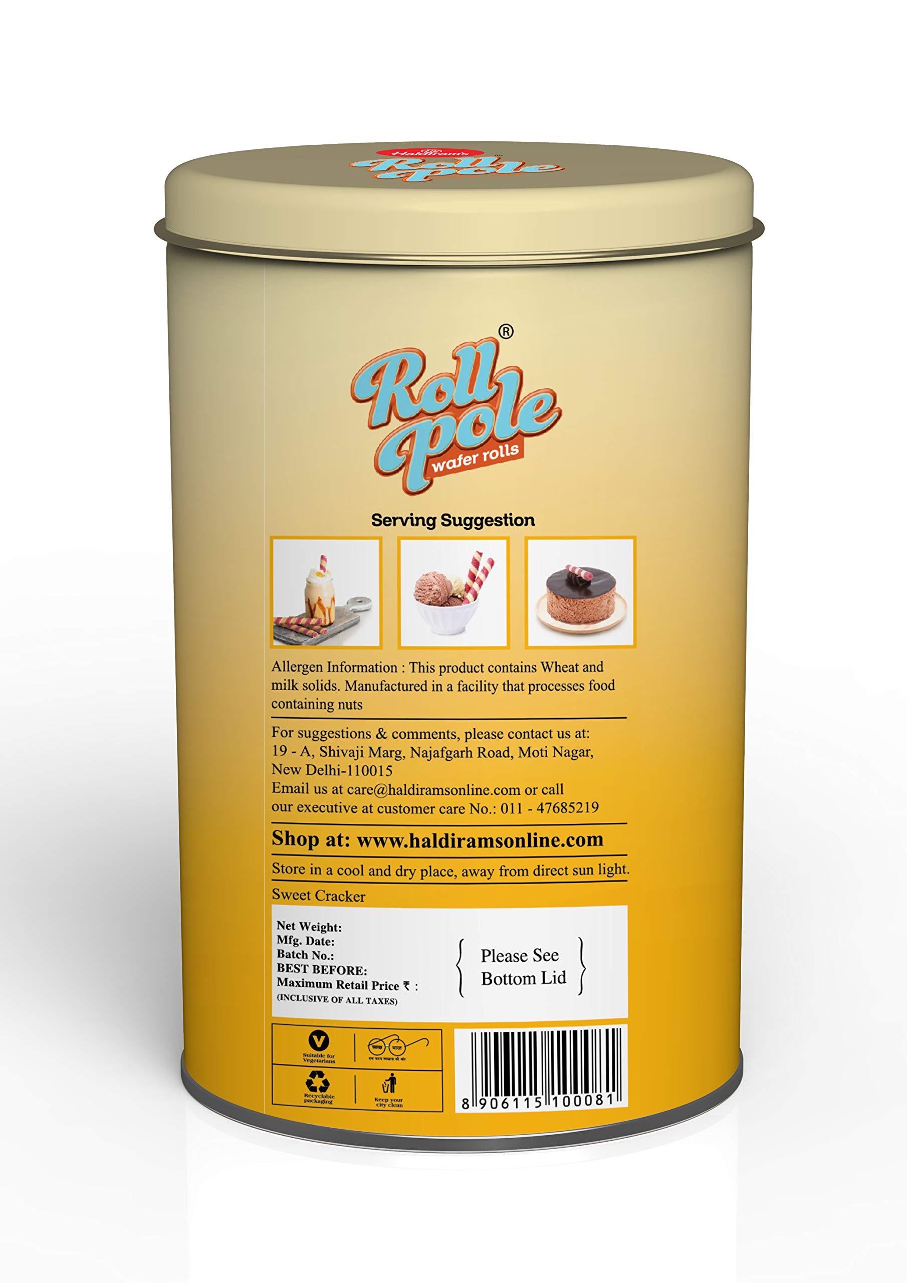 Haldiram's Haldiram\'s Roll Pole Salted Banana Caramel 150gm | Wafer Roll Sticks | Smooth Crunchy Snacks | Crackers | Sweet Treats for Kids | Rich and Creamy | Ready to Eat Snacks | Sweet Dessert