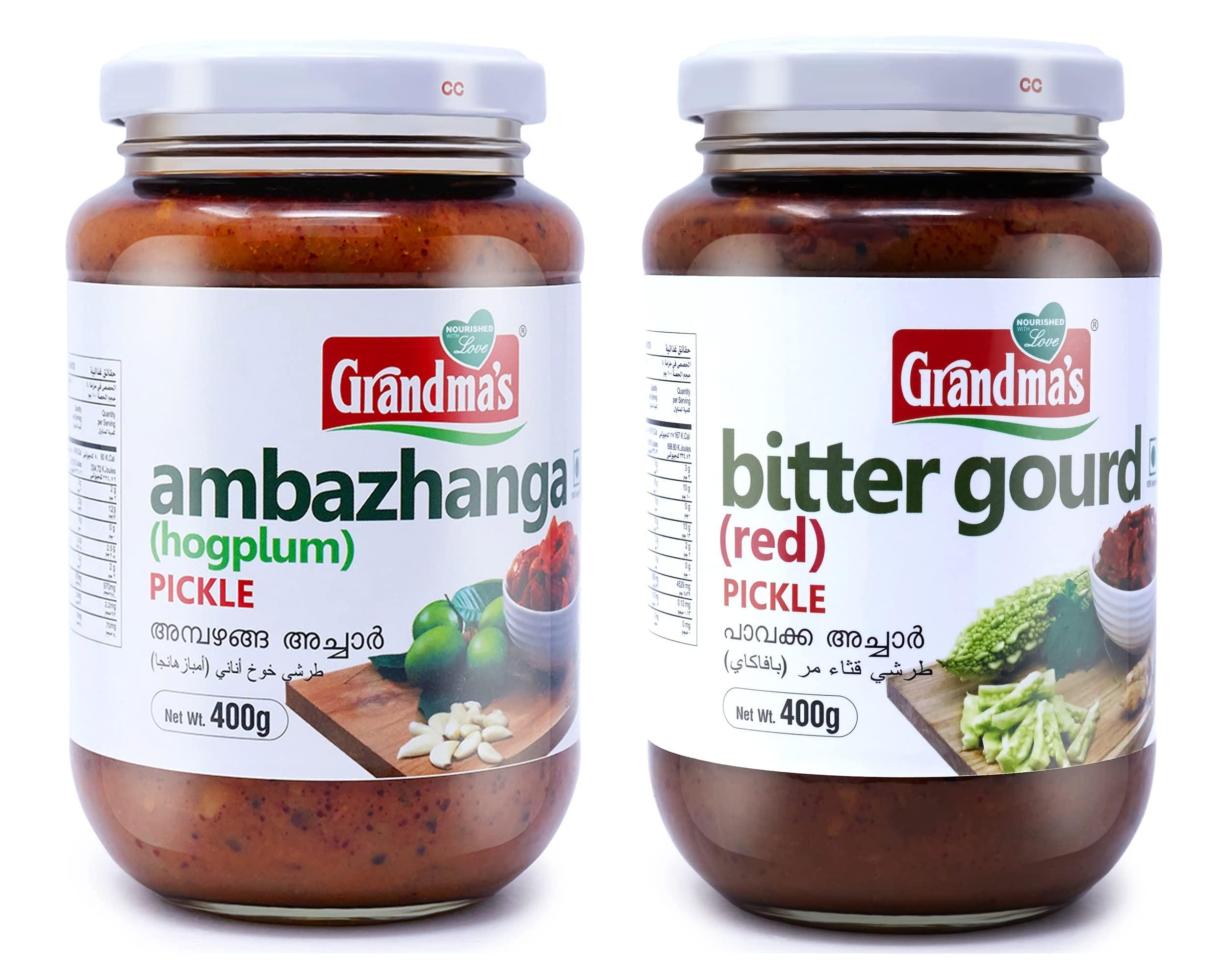 Grandmas Grandmas Authentic Kerala Style Ambazhanga Pickle - Bitter Gourd Pickle Combo | 400g Bottle | Healthy and Tasty South Indian Pickle