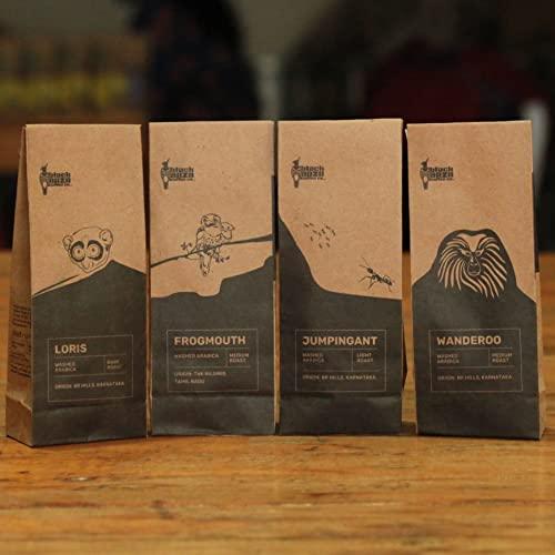 Black Baza Coffee Co. Black Baza Coffee, Specialty Arabica Sampler Pack, Freshly Roasted, Organic (Whole Beans, 4 x 100 grams)