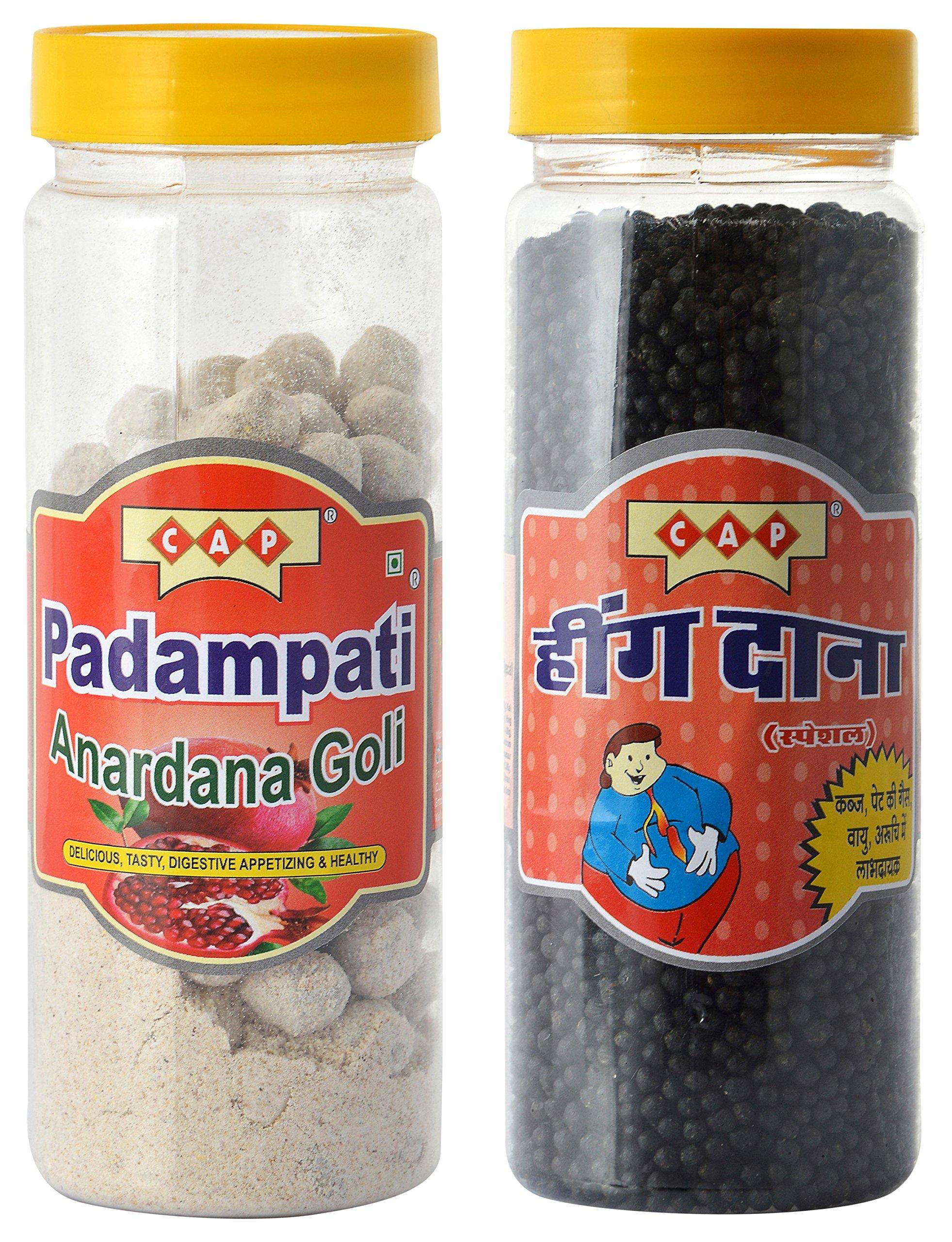 c a p CAP Anardana Goli & Hing Dana Useful Tasty Healthy Pachak Digestive Relief Gas Acidity Combo - 440 GMS Total (Pack of 2)