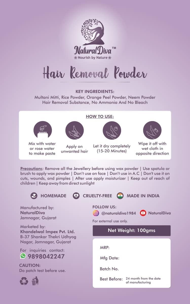 Natural Diva Natural Diva Combo Herbal Hair Removal Powder with Herbal Body Ubtan | Jasmine Flavour | Multani Mitti Based Waxing Powder | Instant Hair Remover |