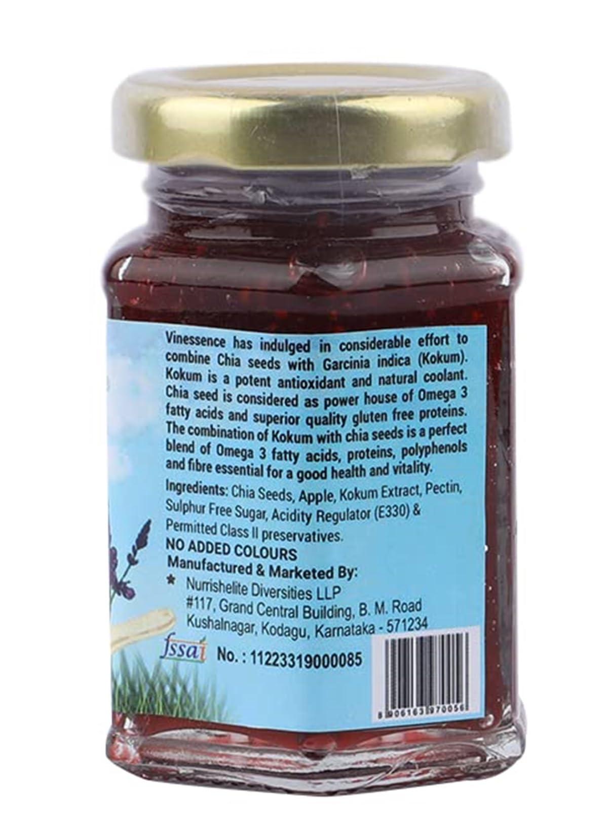 Vinessence Vinessence Millet Kokum Jelly with Chia Seeds Fruit Spread Made with Goodness of Millet and Natural Fruit Extract(100gm)