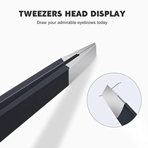 ZERNBER ZERNBER Tweezers for Women Stainless Steel Precision Tweezer Set with Leather Bag ,Eyebrow Tweezers for Facial Hair, Ingrown Hair, Splinters and More (4 Count)