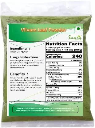SAARA SAARA Vilvam Palam Powder,Belgiri fruit,Bael Fruit,Aegle marmelos, Bilva fruit, Kuvalam powde, Helps to Control Cholesterol,150g(Pack of 1 X100g, Pack of 1 X 50g)