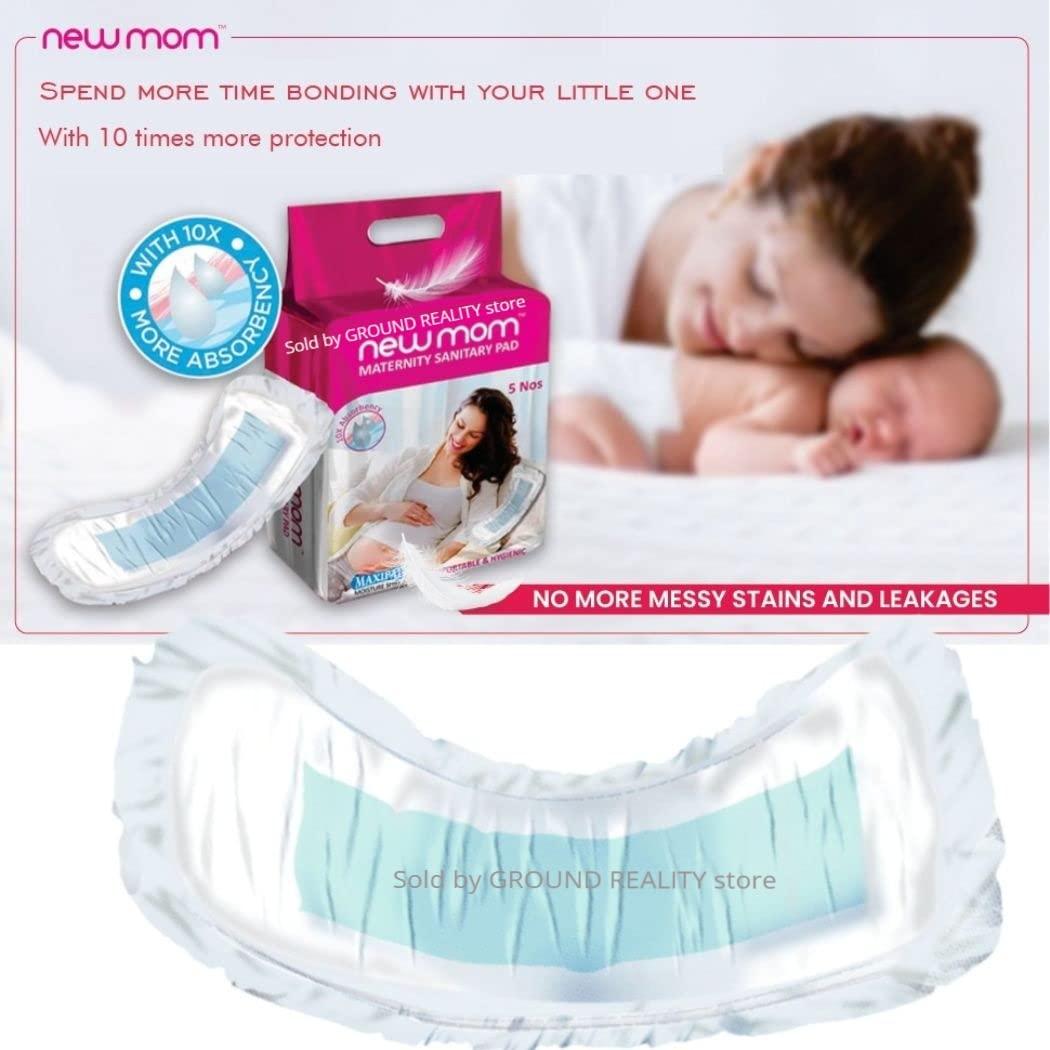 LUREME LUREME Premium New Mom Maxi Maternity Sanitary Pads Napkins for Women - Ultra Soft, Extra Wide, Long Lasting Protection- Newmom Sanitary Maternity Pads, Heavy Flow 850ml - 5 pads in 1 pack. (LU3)