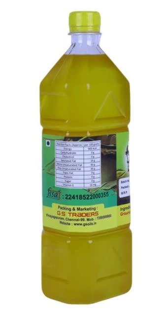 GS OILS GS OILS Cold Pressed Groundnut Oil/Mara Chekku Oil/Wood Pressed Peanut Oil - (1 Litre * Pack of 2)