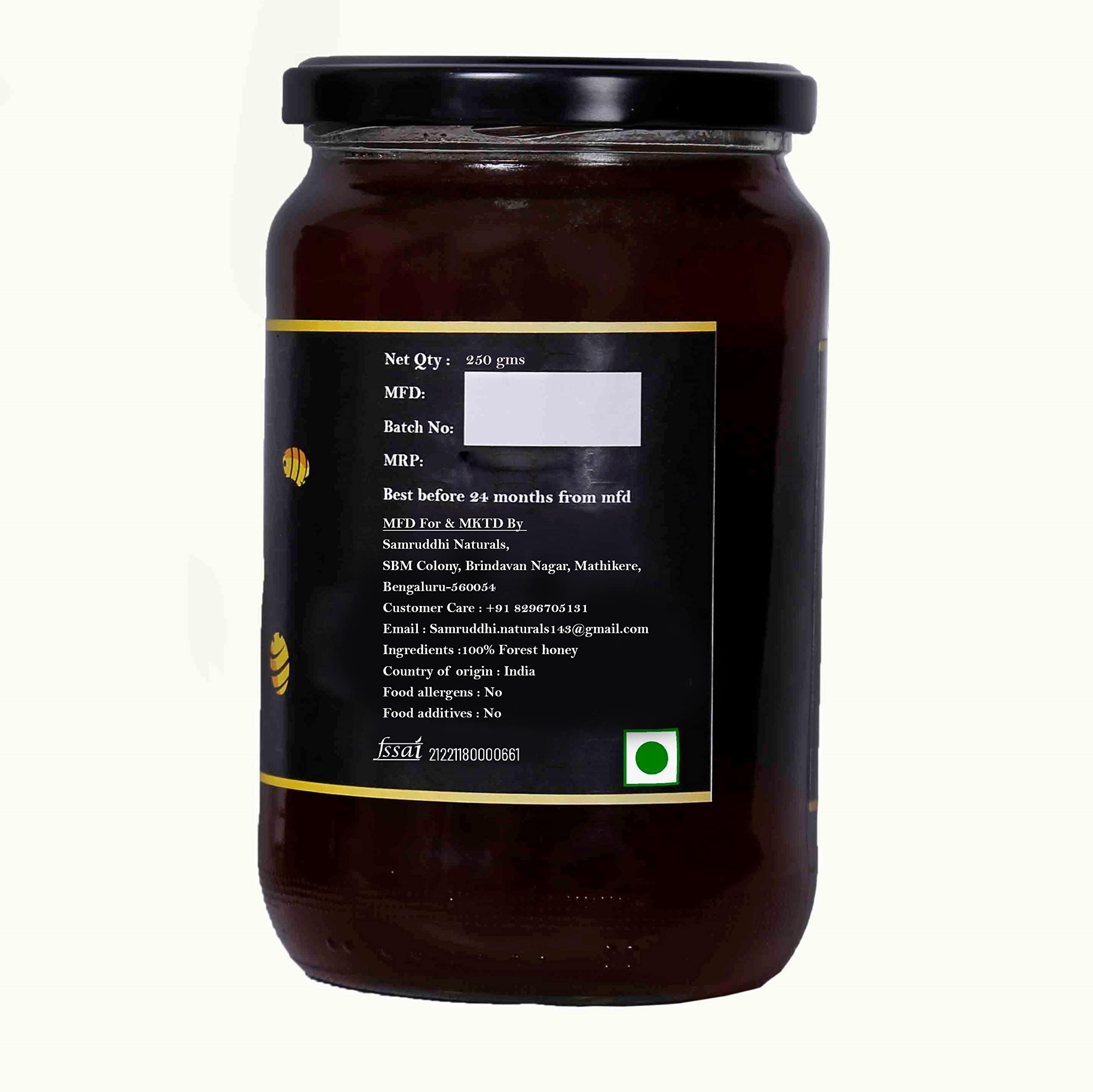 SAMRUDDHI NATURALS SAMRUDDHI NATURALS - Raw Unprocessed 100% Pure Deep Forest DARK Honey from Apis Serena from Western Ghats|Immunity Booster|Lab Tested|-250gms