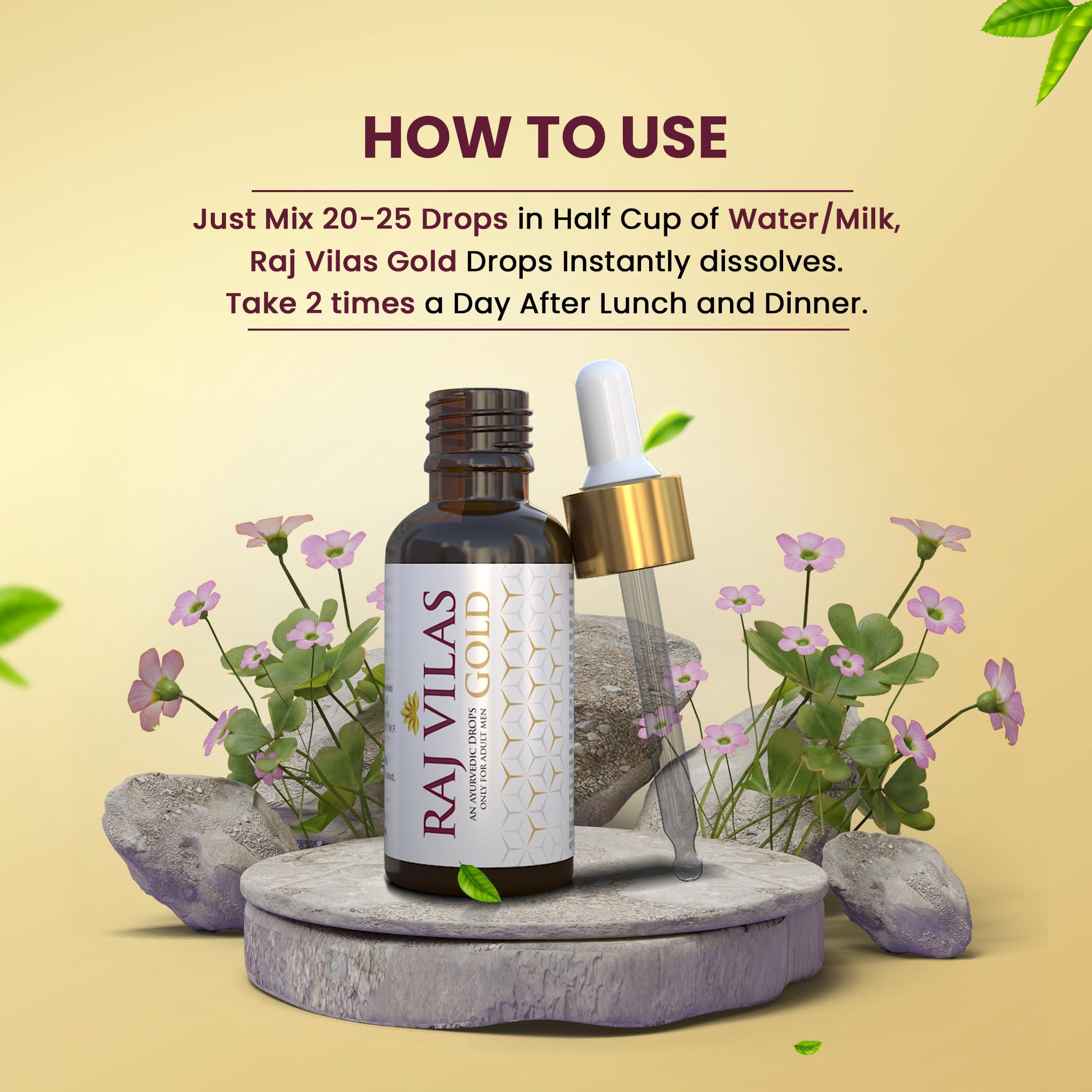 Saptarishi Saptarishi Raj Vilas Gold Ayurvedic Drops With Shilajit, Swarna Bhasma, Ashwagandha, & 14 Natural Herbs|Helps In Boosting Stamina, Endurance & Strength|Premium Ayurvedic Supplement|For Men, Pack Of 1