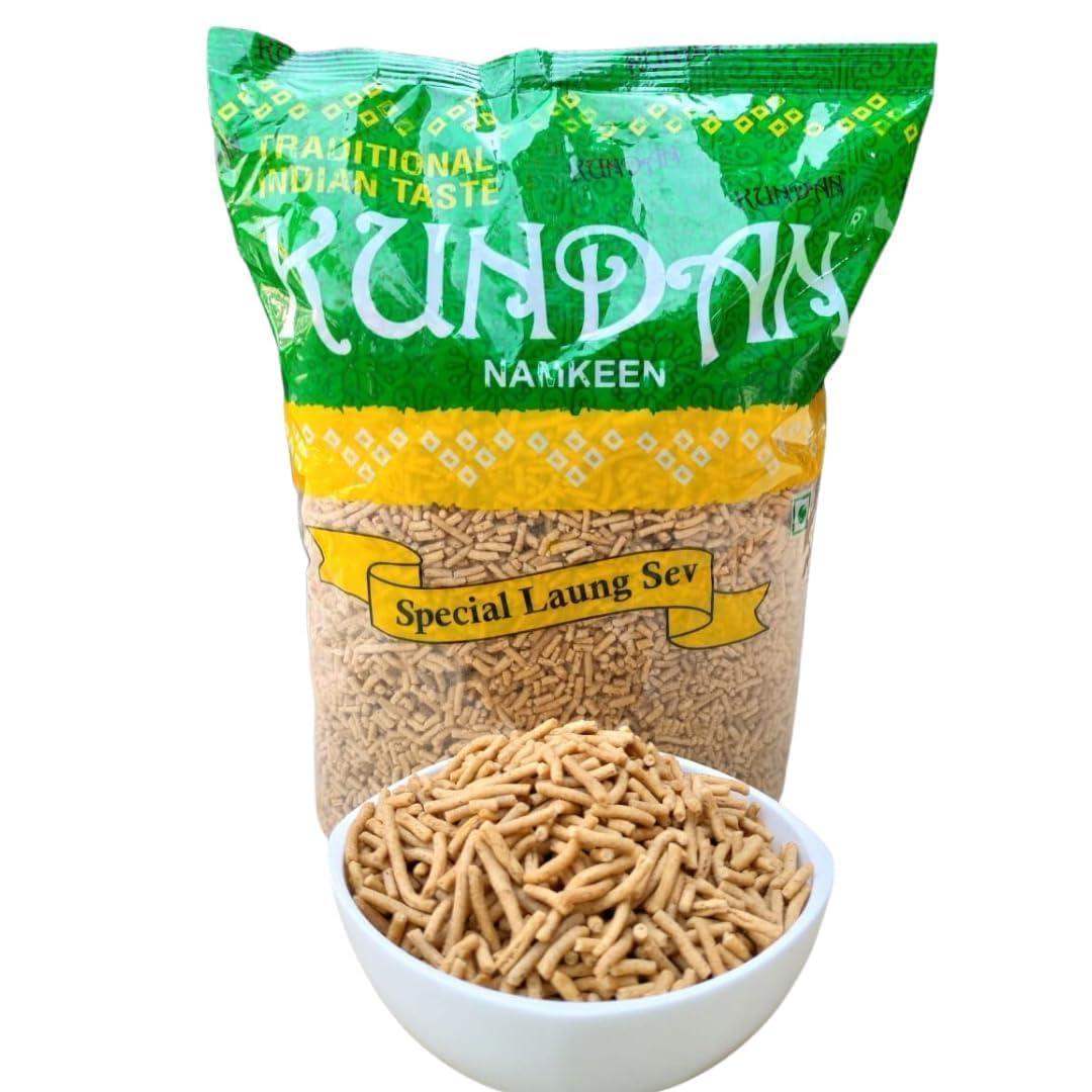 KUNDAN NAMKEEN KUNDAN NAMKEEN Laung Sev Crispy & Crunchy Barik Namkeen Snacks for Foodie Indians, 500gm (Pack of 3)