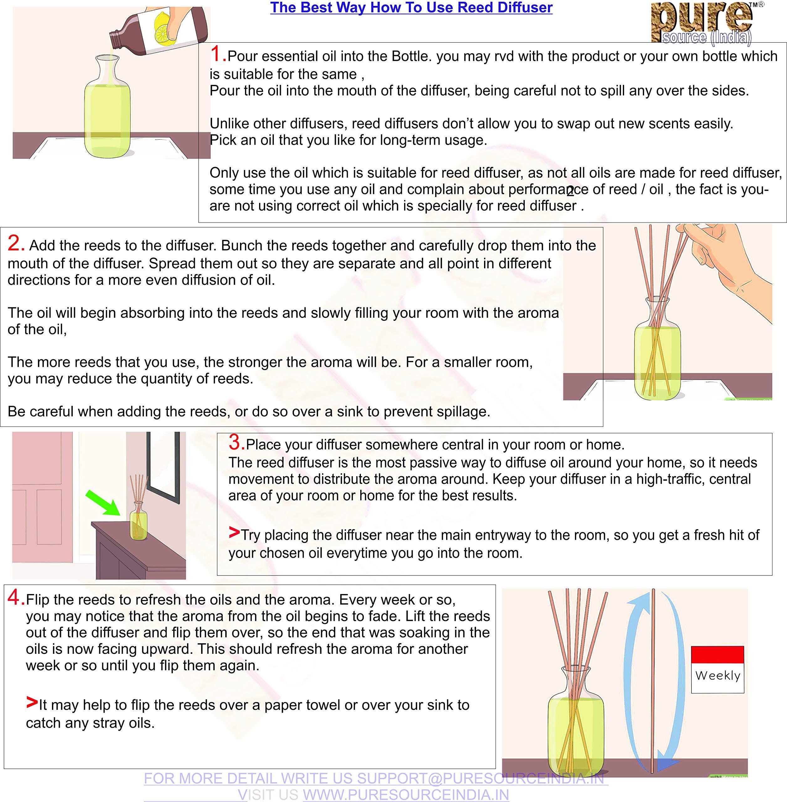 Pure Source India Pure Source India Reed Diffuser Oil Apple Cinnamon - 100 Ml, Reed Sticks - 8 Pieces, Natural White