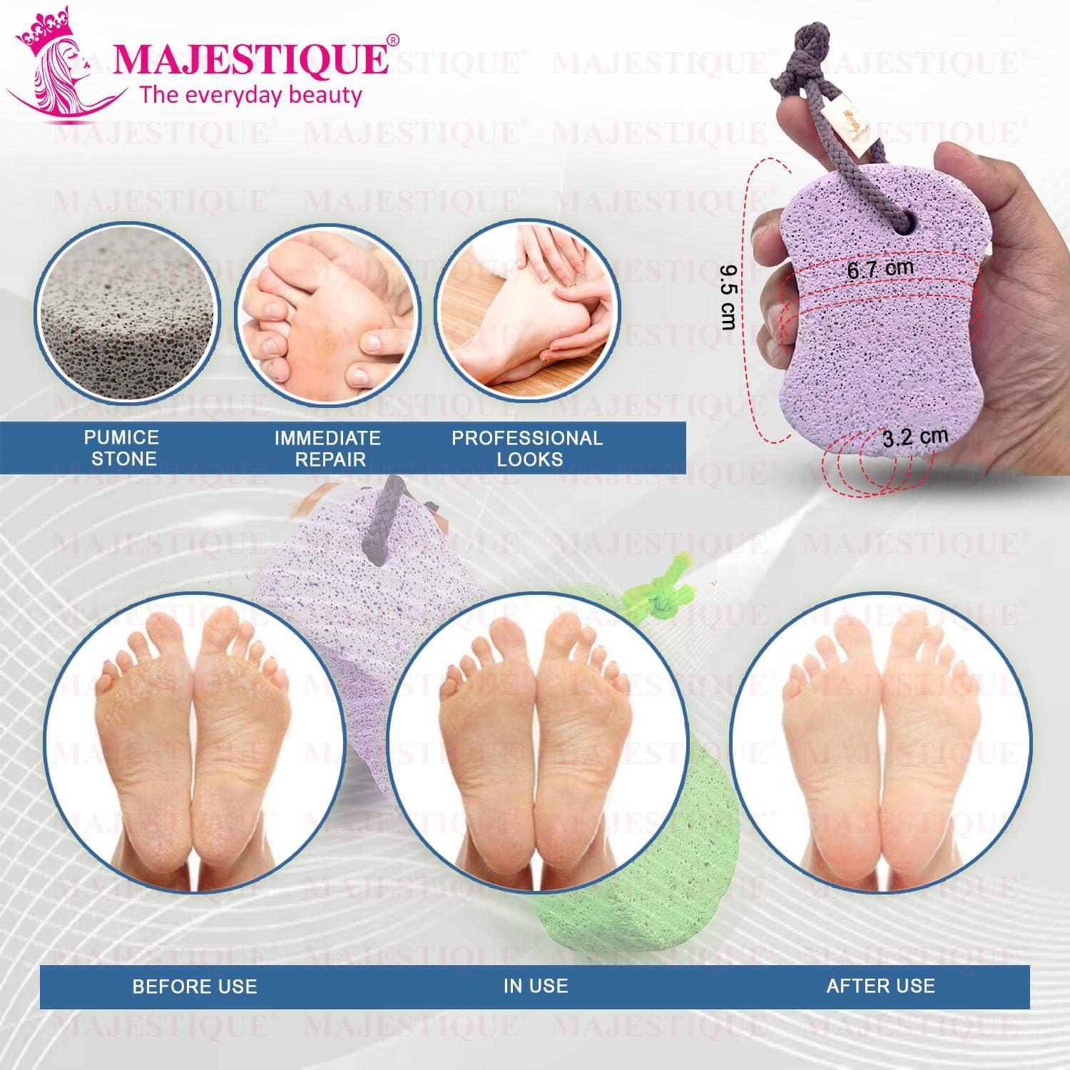 MAJESTIQUE Pumice Stone for Feet 2 pcs, Majestique Natural Lava Pedicure stone for Body, Bath Stone, Pumice Stone Remove Dead Skin for Hand, Pubic Stone Scrubber Foot Stone Exfoliating, Foot, Elbows