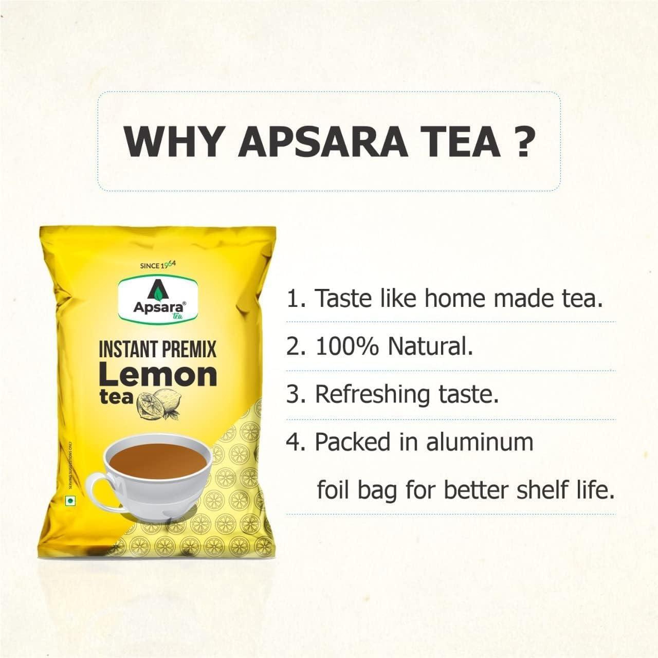 Apsara Tea Apsara Tea Instant Premix Lemon Ice Tea 1Kg | 2 In-1 Tea, Lemon Flavoured Iced Tea, And Hot Lemon Tea | Refreshing Summer Drink | Ready To Drink Ice And Hot Green Tea | Lemon Tea | Iced Tea