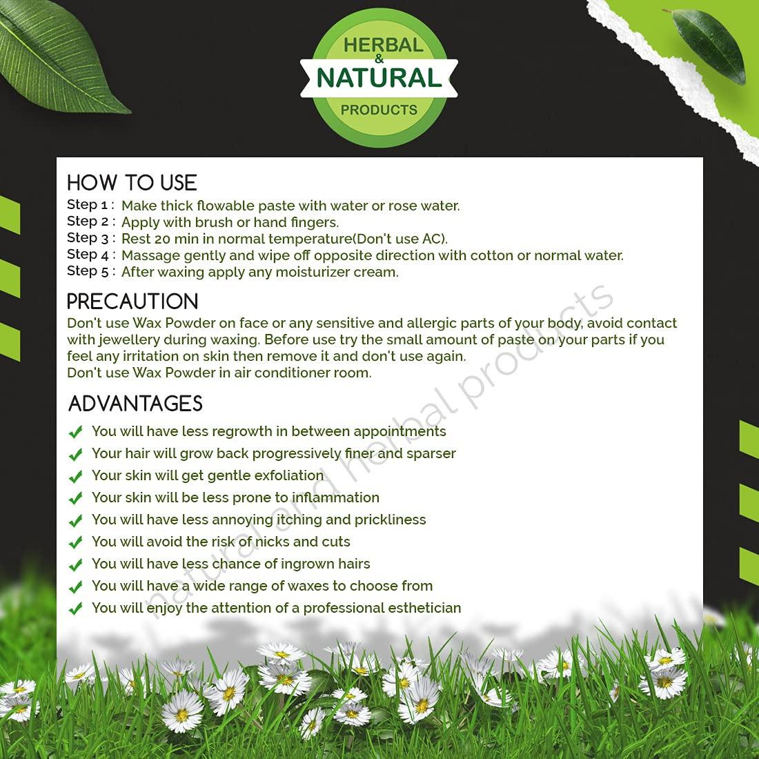 NATURAL AND HERBAL PRODUCTS Wax powder for hair removal herbal | Wax Powder | Hair Removal Powder women | Chocolate Flavours For Instant Hair Remover, Zero Pain, No Side Effects, All Types Skin (Hand, Leg, Underarm, Private Part) -- 100GRAM