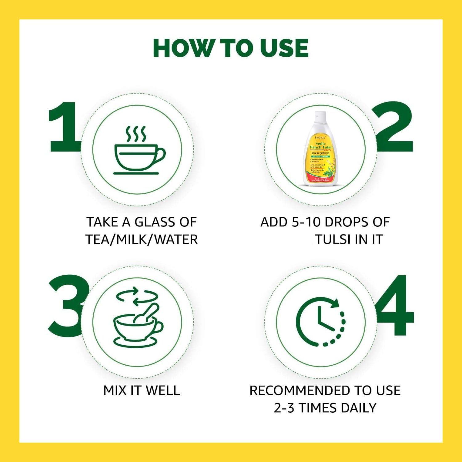 BANSIWALA Bansiwala Khadi Vedic Panch Tulsi Drops | 5 Rare Tulsi for Boosts Immunity, Cough Cold Relief | 100% Ayurvedic, AYUSH Approved - 50 ML