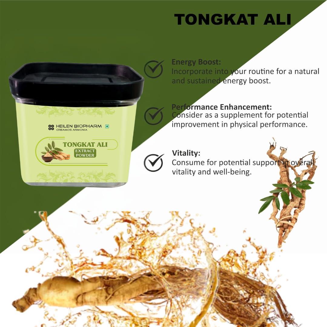 HEILEN BIOPHARM Heilen Biopharm Long Jack Tongkat Ali Root Extract Powder 100:1 TestoPump with 5% Active Eurycomanone For Stamina & Energy Boost - 50 g
