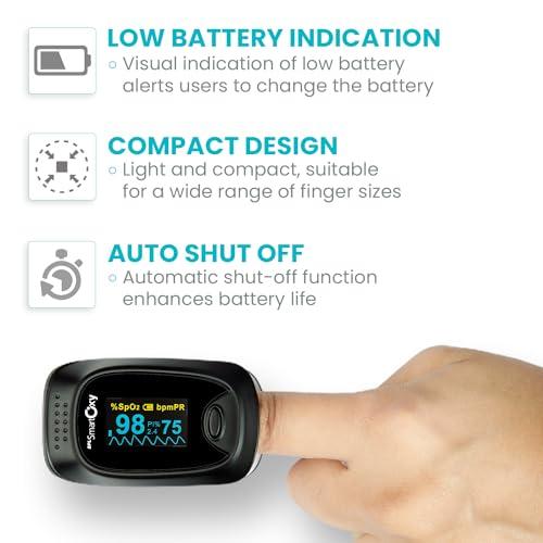 BPL Medical Technologies BPL Medical Technologies BPL Smart Oxy Finger Tip Pulse Oximeter (Black)|High Accuracy|SPO2|Perfusion Index| OLED Display| CE Certified| Heart Rate|