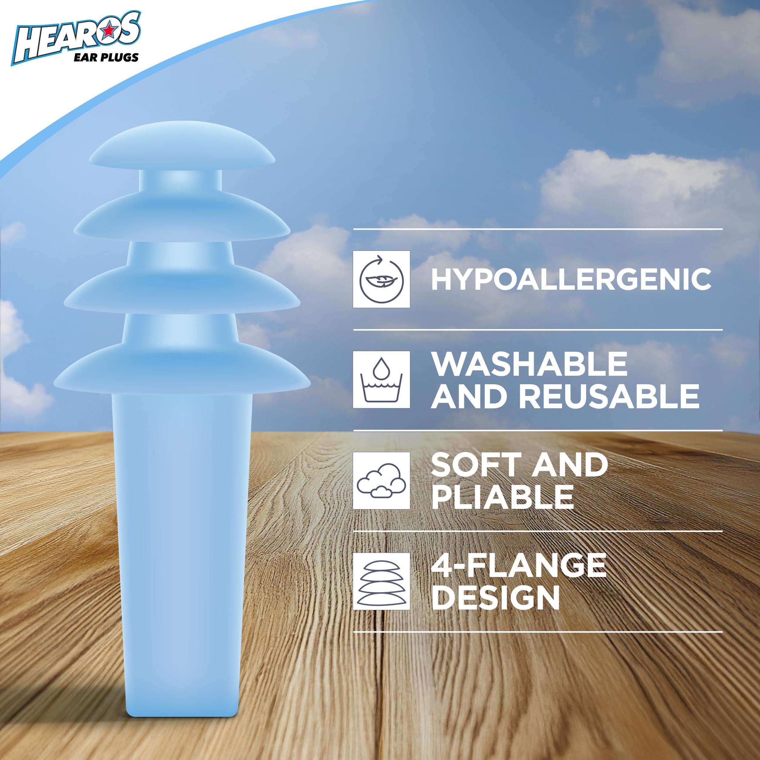 HEAROS HEAROS AirPlugs Airline Pressure Reducing Earplugs, 1 Pair + Free Case, Latex Free Silicone, Reduce Ear Pain, NRR 20, Clear (5805)