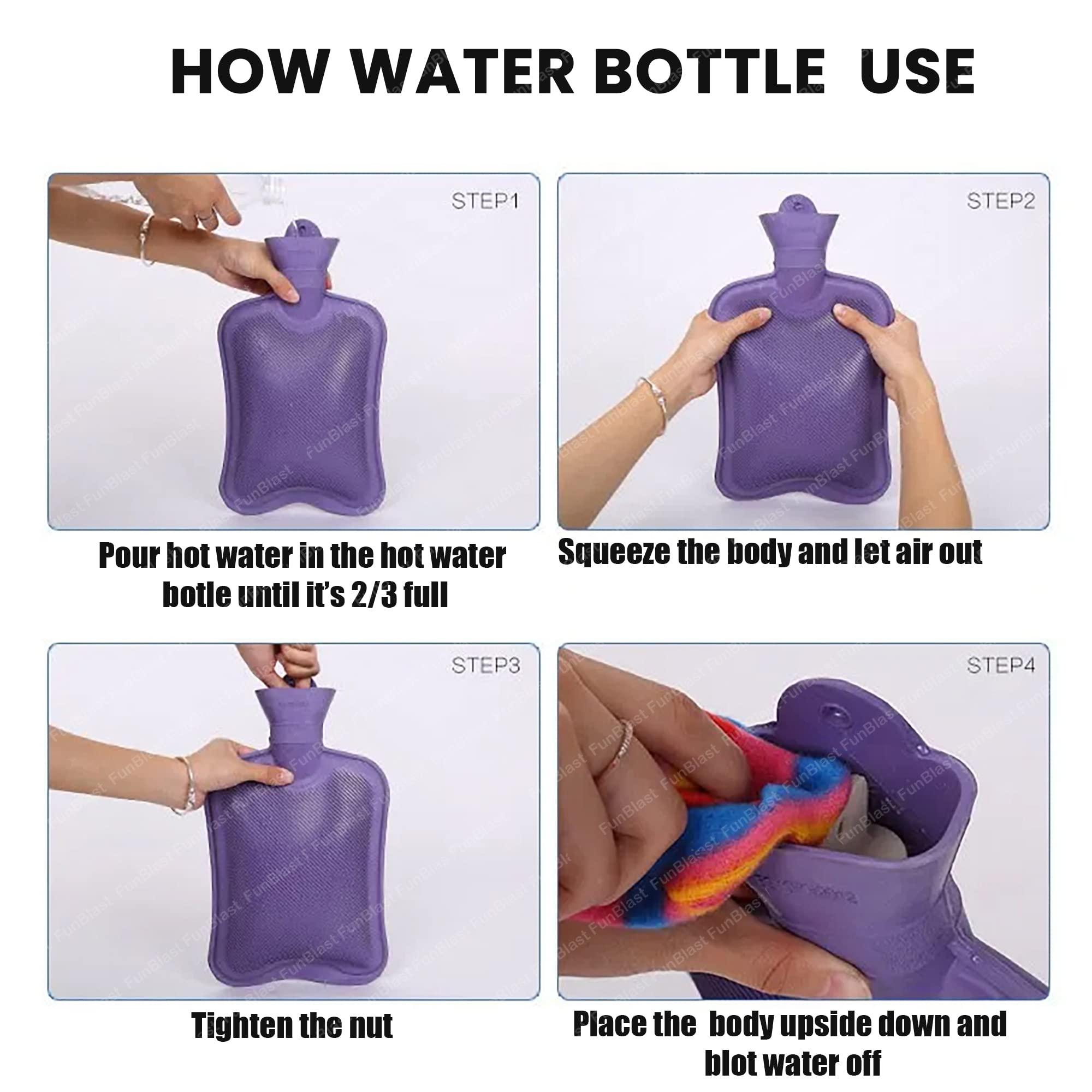 FunBlast FunBlast Hot Water Bag with Soft Cover for Pain Relief – Heating Pad Hot Water Bottle & Rubber Bottle for Hot Water Bag for Pain Relief, Bottle, Pain Relief Pad Heating Bag - 1000 ML (Navyblue)