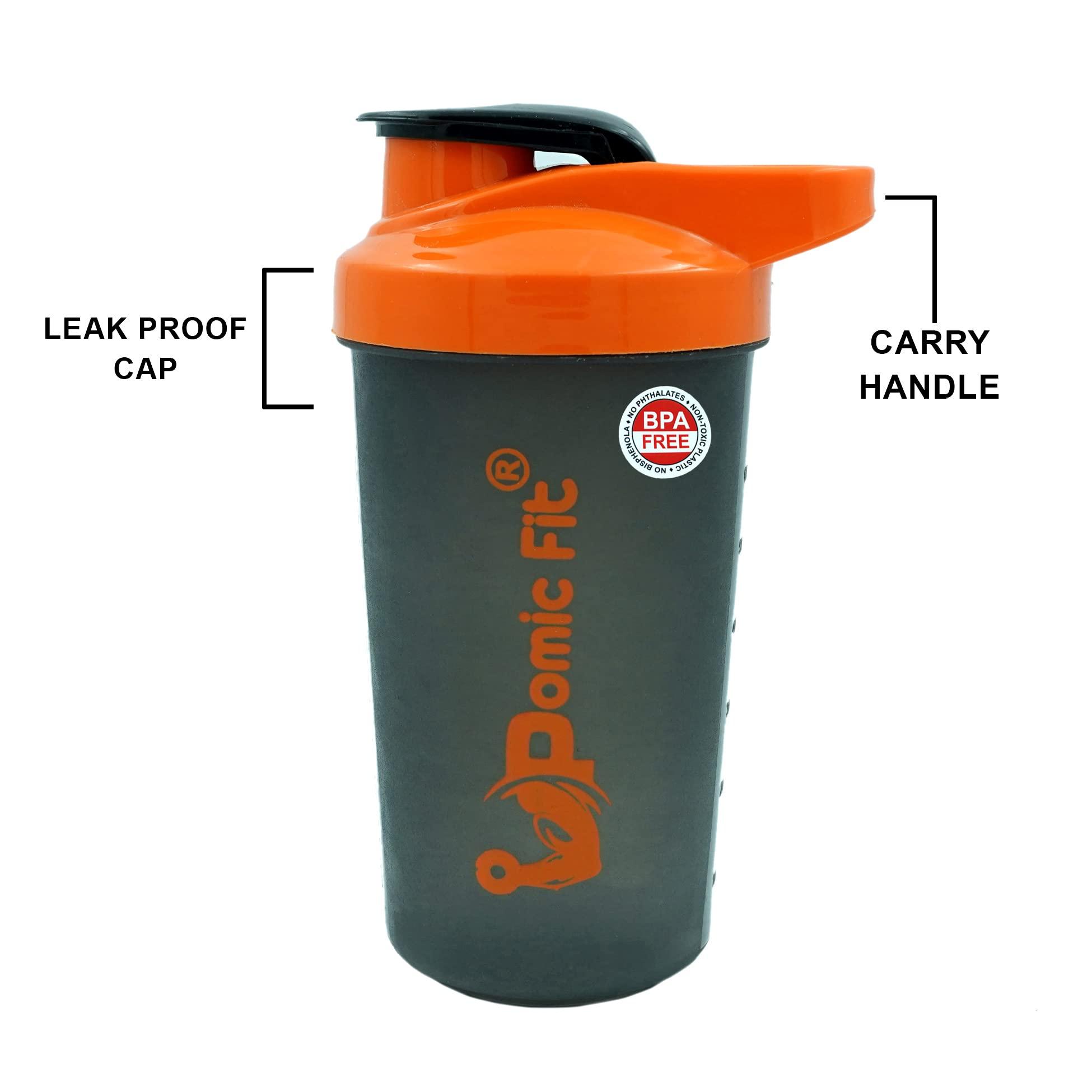 Pomic fit Pomic fit 600ml Plastic Protein Shaker Water Bottle with Powerful Blending Ball Sipper for Gym (Pack of 1)