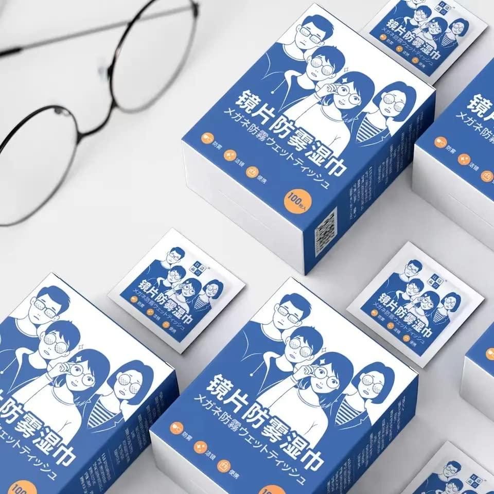 BRAINLE BRAINLE Lens Cleaning Wipes, Eye Glass Cleaner Tissues, Anti-Fog, Aqua Lens Cleaner for Spectacles, Cleans Glass lens solution and Plastic, Camera Cleaning Kit, iphone cleaning kit(100 Count)