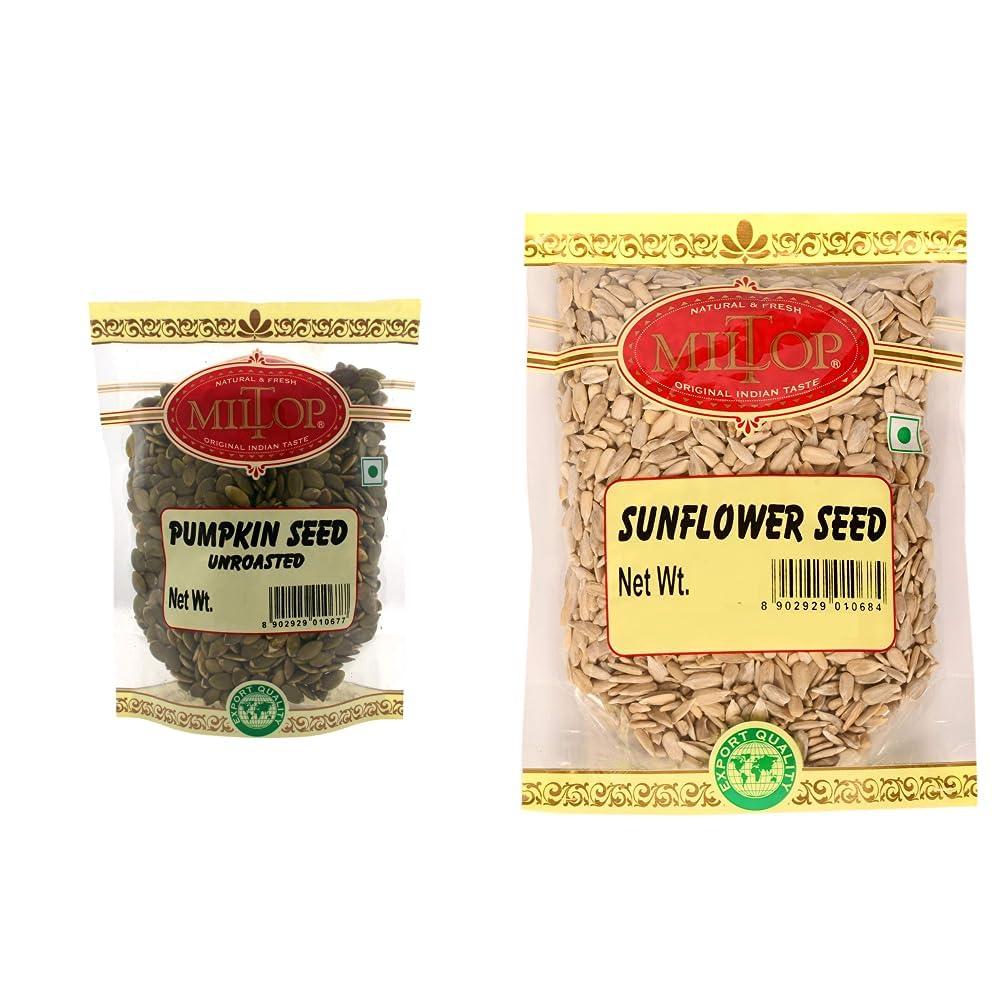 MILTOP Miltop Premium Raw Unsalted Pumpkin Seed for Eating, 500g & Miltop sunflower seed 500gm