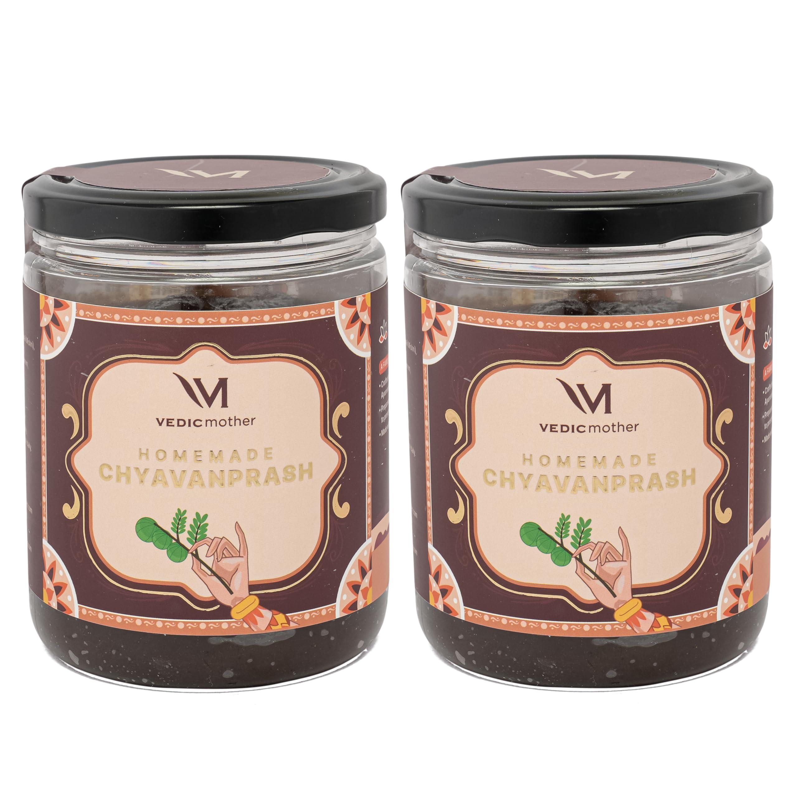 Vedic mother Vedic Mother Homemade Chyawanprash 500GM(Pack of 2)| 2X Immunity Booster with Zinc Vitamin C, Pure Cow Ghee | Helps Build Strength and Stamina | Made With Hand Picked Ayurvedic Herbs Without Additives