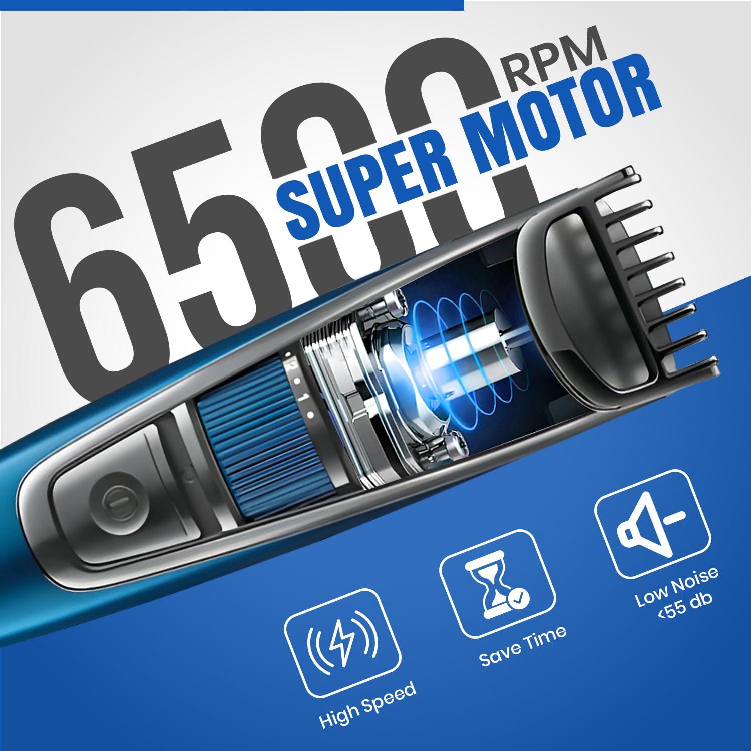 VGR VGR V-052 Professional Hair Trimmer for men  Adjustable Length Settings (0.5-10mm), USB Rechargeable, Cord/Cordless Operation, Washable Head, Includes Guide Comb & Cleaning Accessories (Blue)