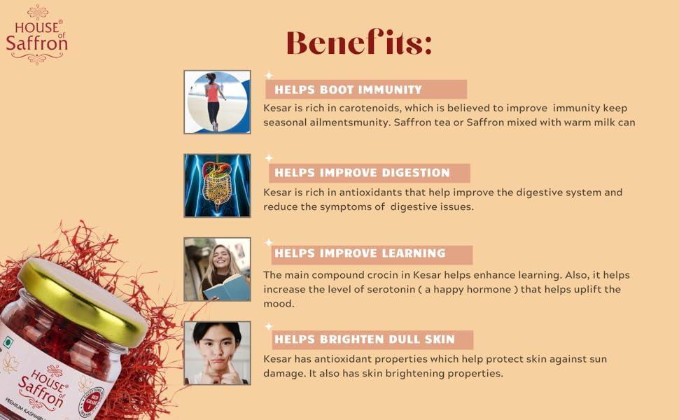 House of Saffron House of Saffron 5grams Kashmir Mogra Kesar Premium Original Saffron for Pregnant Women, Milk, Cooking, Biryani, Skin, Grade A1+++ Natural All Red Long Threads Pure Keshar - 5g