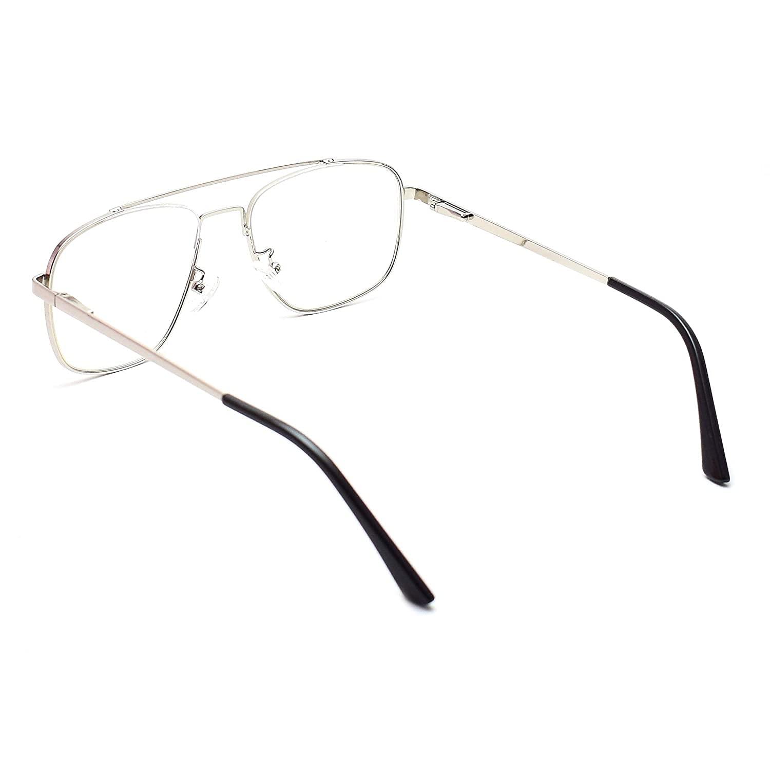 Roshfort Roshfort Blue Light Blocking Glasses Aviator Half Rim Fashion Blue Light Filter Glass for Women Anti Eyestrain & UV Protection Computer Eyeglasses (Large) (Silver Black)